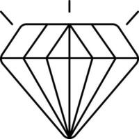 Isolated Diamond Stone Icon In Black Line Art. vector
