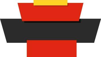 Overlapping Rectangular Stripes Element In Black And Red Color. vector