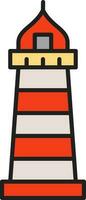 Colorful Lighthouse Icon In Flat Style. vector