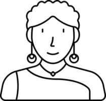Black Outline Illustration Of South African Woman Icon. vector