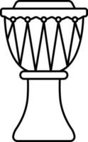 Isolated Djembe Drum Icon In Black Outline. vector