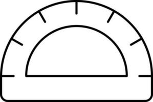 Isolated Protractor Icon In Black Outline. vector