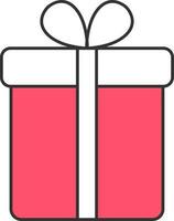 Red And White Gift Box Flat Icon. vector