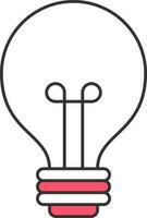 Isolated Electric Bulb Icon In Red And White Color. vector