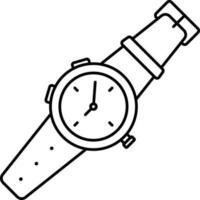 aislado reloj negro Delgado línea Arte icono. vector