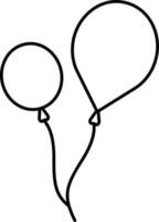 Fly Two Balloon Bunch Black Linear Icon. vector