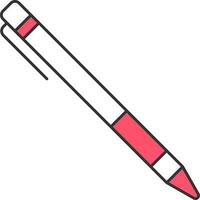 aislado bolígrafo icono en blanco y rojo color. vector