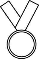 Isolated Medal With Ribbon Icon In Line Art. vector