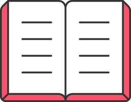 Open Book Flat Icon In Red And White Color. vector