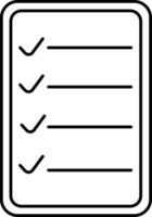 Isolated Checklist Paper Icon In Line Art. vector