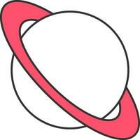 Red And White Illustration Of Planet Flat Icon. vector