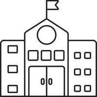 Black Linear Style School Building Icon Or Symbol. vector