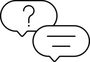 Question Bubble Icon In Black Line Art. vector