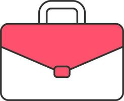 Red And White Office Bag Icon In Flat Style. vector