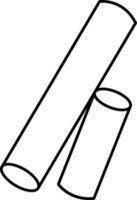 Black Linear Style Chalk Stick Icon. vector