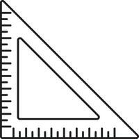 Black Linear Style Triangle Protractor Flat Icon. vector