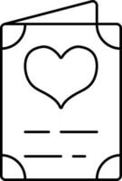 Heart Shape Greeting Card Icon In Thin Line Art. vector