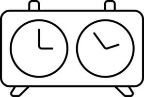 Double Clock Black Thin Line Art Icon. vector