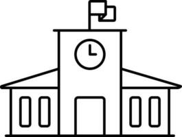 Black Thin Linear Modern School Building Icon. vector