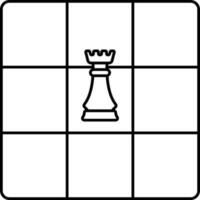 Rook On Chessboard Black Outline Icon. vector