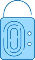 Open Fingerprint Padlock Flat Icon In Blue Color. vector