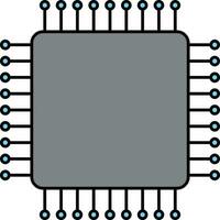 Isolated Circuit Chip Icon In Grey Color. vector