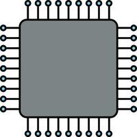 Isolated Circuit Chip Icon In Grey Color. vector