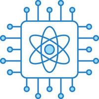 Isolated Atom Chip Icon Or Symbol In Blue And White Color. vector