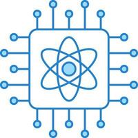 Isolated Atom Chip Icon Or Symbol In Blue And White Color. vector