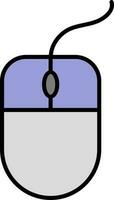 Mouse With Wire Icon In Grey And Purple Color. vector