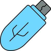 Blue Pendrive Icon In Flat Style. vector