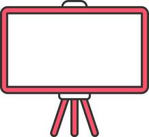 Blank Board With Tripod Icon In Red Color. vector