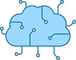 inteligente artificial nube icono en azul color. vector