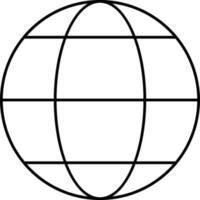 Black Line Art Globe Icon or Symbol. vector
