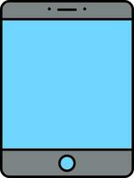 Grey And Blue Tablet Phone Flat Icon. vector