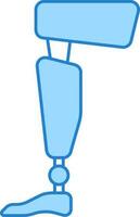 Blue And White Prosthetic Leg Flat Icon. vector