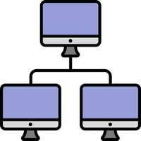 Purple and Grey Desktop Networking Icon. vector