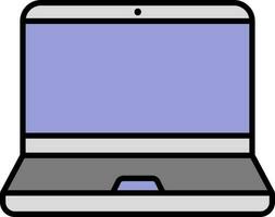 Flat Style Laptop Grey And Purple Icon. vector