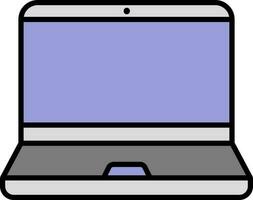 Flat Style Laptop Grey And Purple Icon. vector