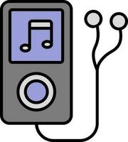 música iPod conectar con auricular gris y púrpura icono. vector