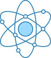 azul y blanco atómico estructura icono. vector