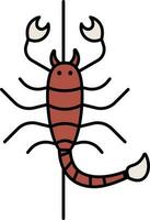 aislado escorpión palo icono en marrón color. vector