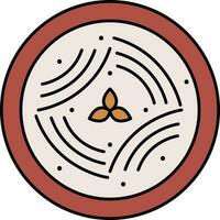 Top View Khanom Jeen Dish Plate White And Brown Icon. vector