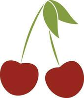 Flat Illustration Of Red Cherries Icon. vector