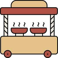 Flat Style Food Cart Icon In Brown Color. vector