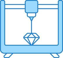 Flat Style 3D Printer Blue Icon. vector