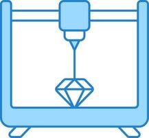 Flat Style 3D Printer Blue Icon. vector