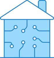 Flat Smart House Icon In Blue And White Color. vector