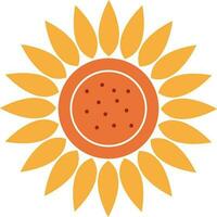 Yellow And Brown Sunflower Icon In Flat Style. vector