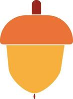 Flat Illustration Of Yellow And Orange Acorn Icon. vector